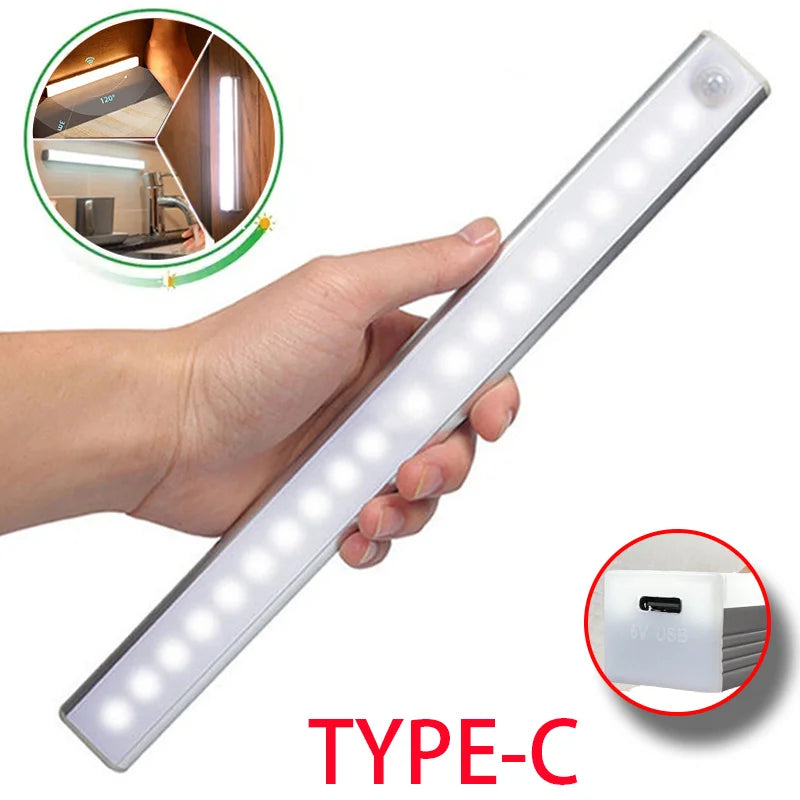 Luz LED com Sensor de Movimento Recarregável | Iluminação Sem Fio para Armário, Cozinha e Escadas