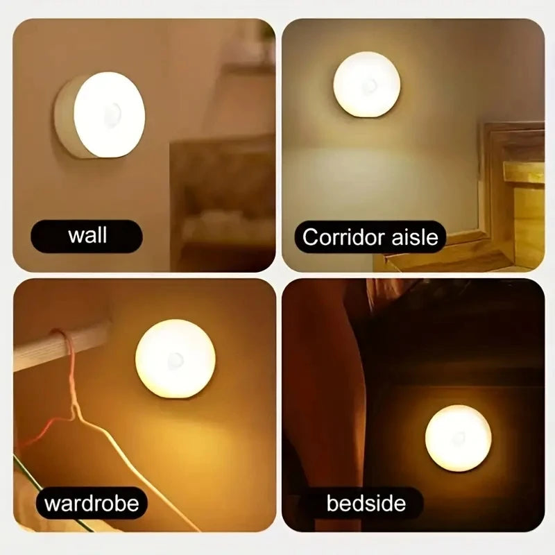 Luz Noturna LED com Sensor de Movimento | Luminária Sem Fio para Quarto, Escadas e Armários