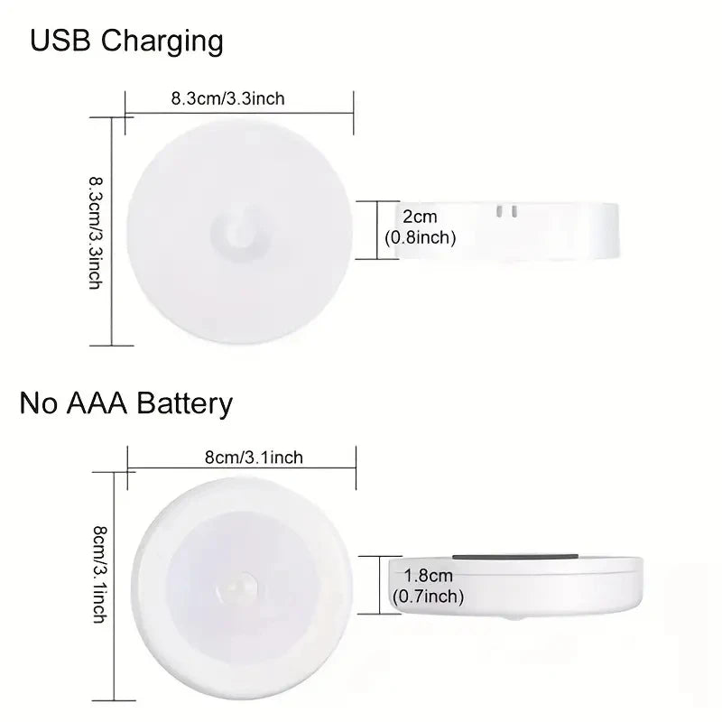 Luz Noturna LED com Sensor de Movimento | Luminária Sem Fio para Quarto, Escadas e Armários